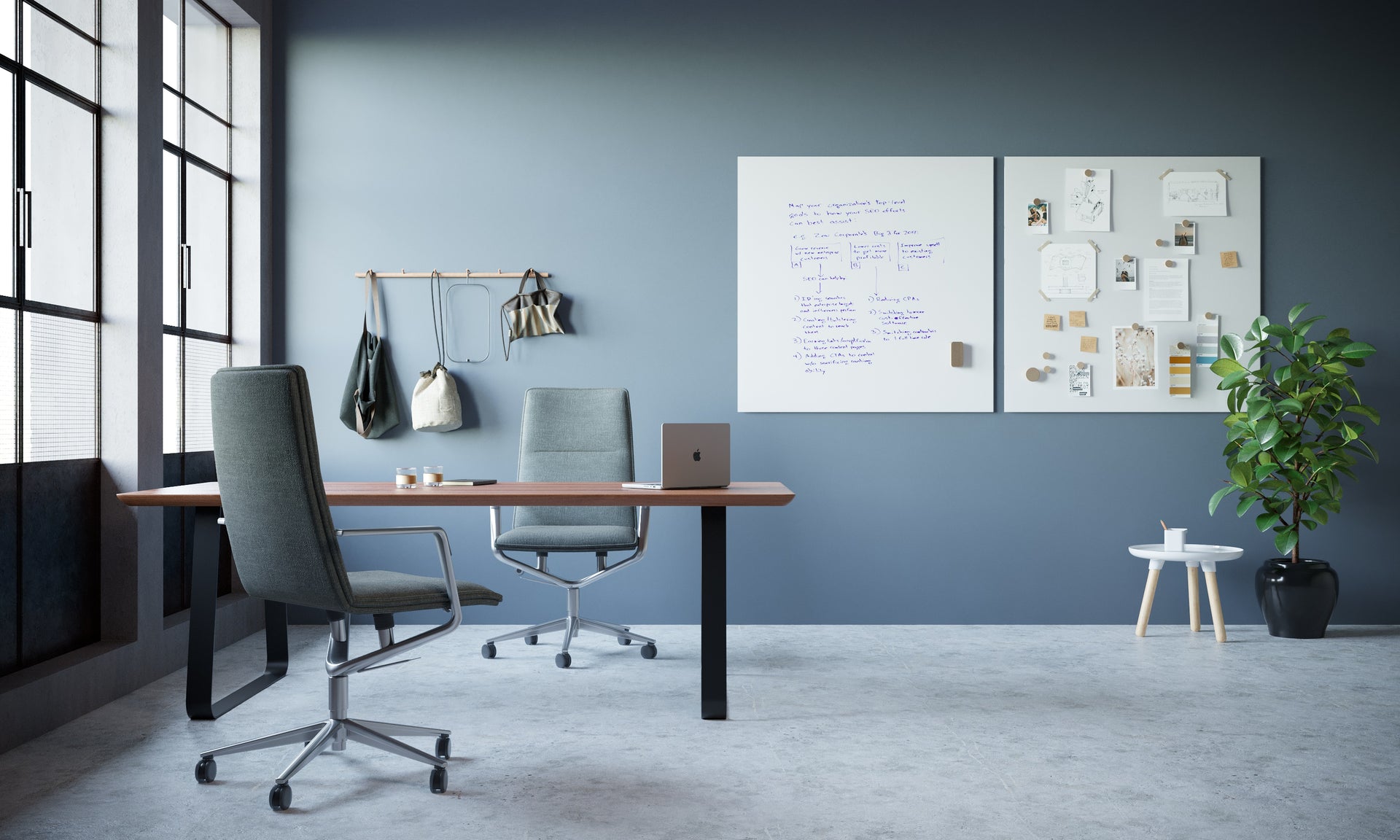 Blue office with Inkana whiteboard