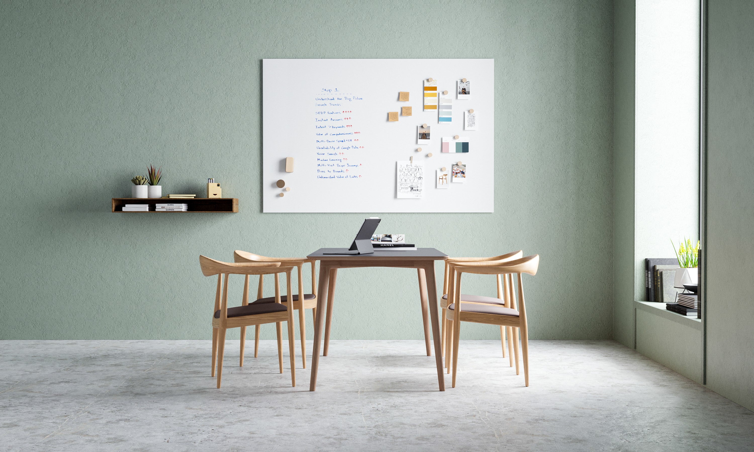 Green room with Inkana glass whiteboard