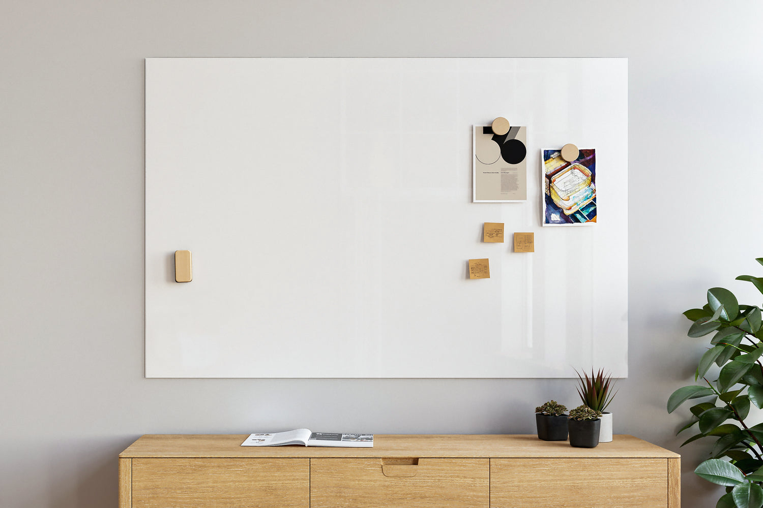 Inkana ultra clear glass whiteboard in workspace